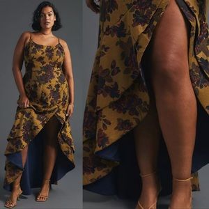 Anthropologie Floral Slip Maxi Dress; wedding guest dress